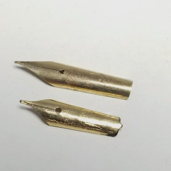 Vintage Lot of 2 14k Yellow Gold Fountain Pen Nibs, 0.6 Grams - AS IS - Picture 3 of 8